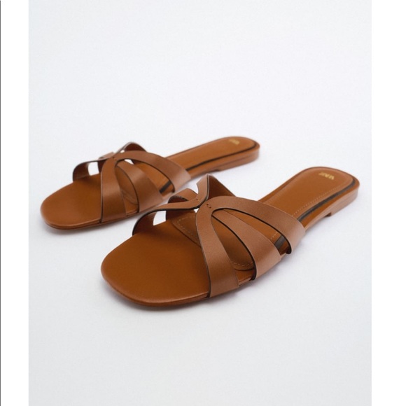 Luggage brown leather Zara sandals size 41